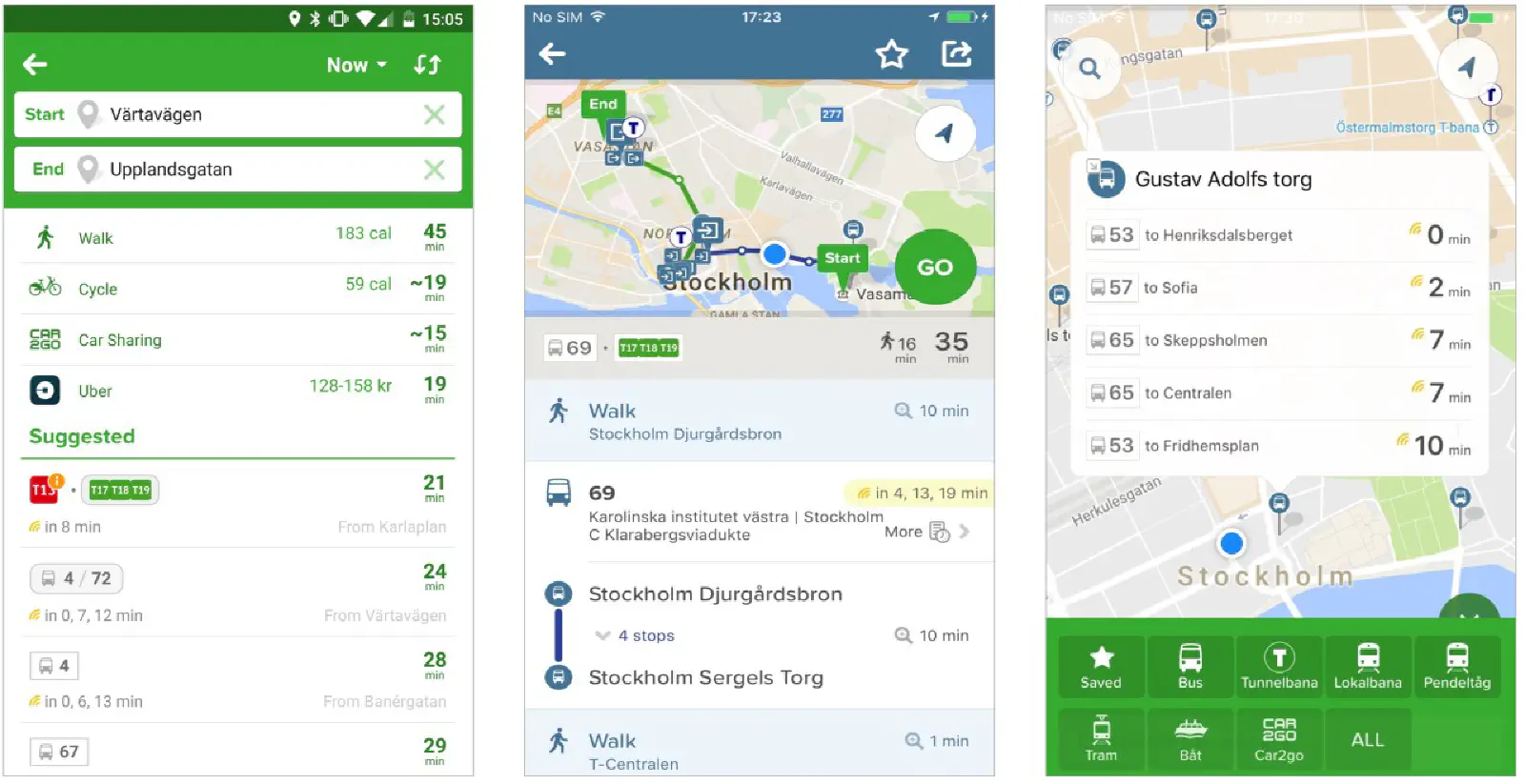 A screenshot from the citymapper app